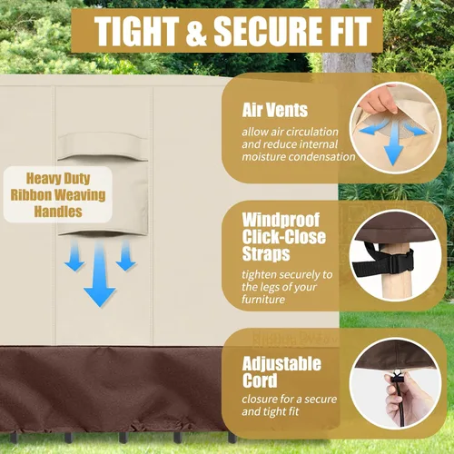 Miniatura 5 de Fundas impermeables para patio al aire libre para muebles de patio, 600D, resistentes a los rayos UV, resistentes a los rayos UV, fundas
