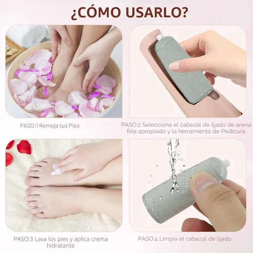 Miniatura 6 de Haootadiy - Quitadores eléctricos de callos para pies, kits de pedicura para eliminar callos de pies eléctricos recargables con 12 en 1, elimina