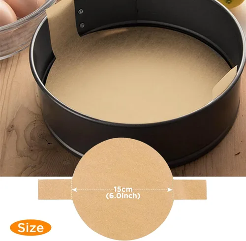 Miniatura 2 de 100 piezas de papel pergamino para hornear, revestimiento redondo de 6 pulgadas para moldes para pasteles con pestaña de elevación, pergamino Sin
