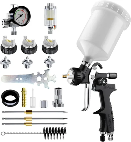 Miniatura 7 de Kit Premium de Pistola de Pulverización de Aire LVLP con Boquilla de 1.3/1.5/1.7mm y Regulador de Aire, Pulverizador de Pintura Automotriz