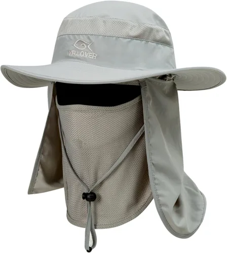 Miniatura 8 de YR.Lover Gorra de pesca de ala ancha con protección solar UV para exteriores con solapa extraíble