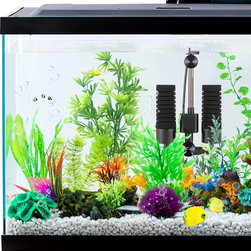 Miniatura 6 de AQQA Filtro de agua de esponja para acuario, filtro bioquímico doble accionado por potencia, filtro de espuma sumergible silencioso con 2 esponjas