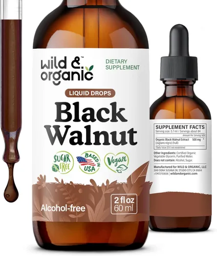 Wild & Organic Tintura de Nuez Negra - Limpieza Desintoxicante con Extracto de Cáscara de Nuez Negra - Suplemento Herbal para Desintoxicación
