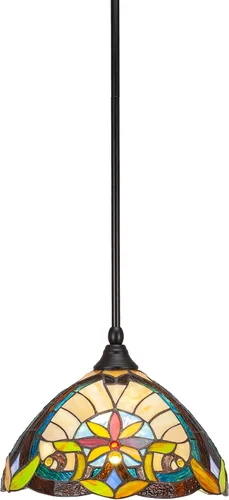 Miniatura 55 de Toltec Lighting Tallo Colgado Mini colgante, acabado de cobre negro, 3.5" cuadrado humo burbuja vidrio