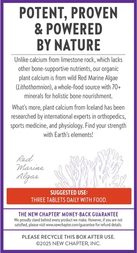 Miniatura 7 de Suplemento de calcio New Chapter - Calcio de origen vegetal para fortalecer los huesos USDA orgánico con magnesio, vitamina D3+K2, para la salud
