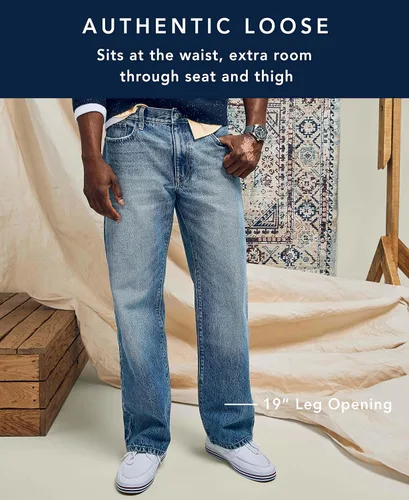 Miniatura 5 de Nautica Pantalones de mezclilla para hombre, de ajuste holgado, con 5 bolsillos