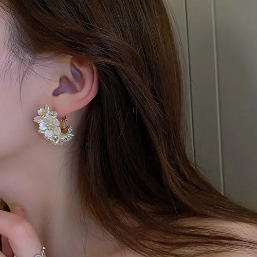 Miniatura 9 de Aretes para mujer, 1 par de aretes de aro geométricos brillantes con incrustaciones de diamantes de imitación a juego, aretes de círculo de empalme