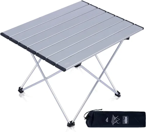 iClimb Mesa plegable de camping compacta ultraligera con bolsa de transporte (plata - L)