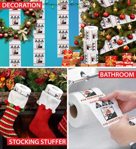Miniatura 5 de Printed TP Santa Got You for Christmas - Rollo de papel higiénico impreso para Navidad, divertido rollo de papel higiénico para broma, decoración