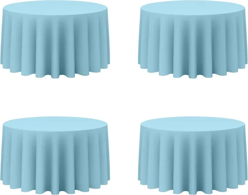 Miniatura 24 de BRILLMAX Paquete de 4 manteles redondos color azul rey de 132 pulgadas, tela de lino de poliéster lavable a granel, para bodas, recepciones, Azul