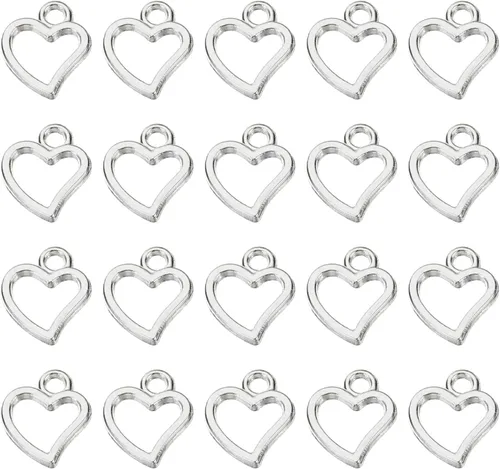 Miniatura 6 de PATIKIL 100 piezas de dije de corazón mini círculo de corazón colgante de metal a granel para hacer joyas, pulseras, aretes, collar