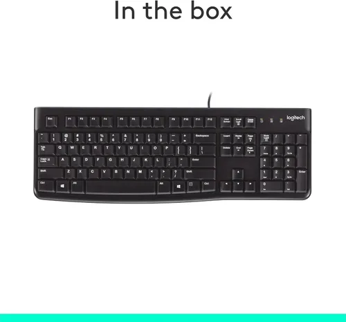 Miniatura 10 de K120 teclado ergonómico de escritorio con cable USB negro, Negro