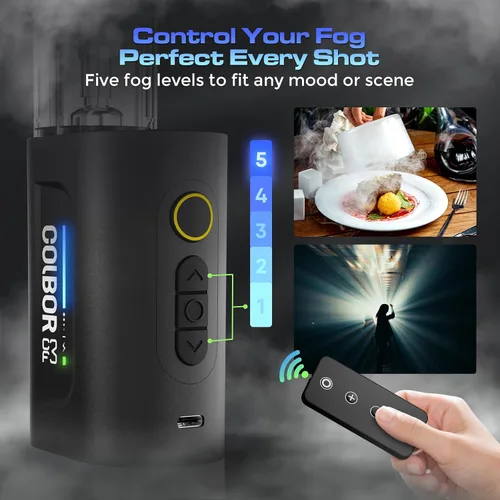 Miniatura 6 de Máquina de niebla portátil COLBOR CF3, mini máquina de humo manual para fotografía con control remoto, pequeño difusor de neblina con protección