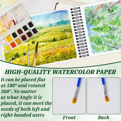 Miniatura 5 de Paquete de 6 blocs de papel de acuarela, papel de acuarela de 9 x 12 pulgadas, 140 libras/300 gsm, prensa en frío, sin ácidos, 180 hojas de papel