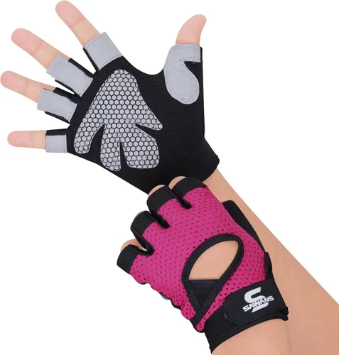 Miniatura 2 de SAWANS Guantes de gimnasio para hombres y mujeres, guantes de levantamiento de pesas, entrenamiento transpirable, agarre antideslizante, protección
