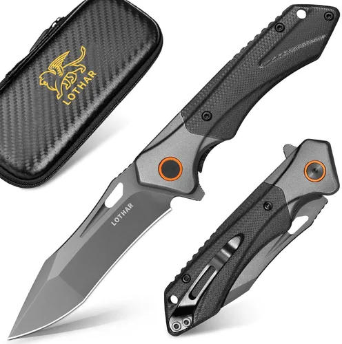 LOTHAR Lich King - Cuchillo de bolsillo plegable de acero D2 de 2.95 pulgadas, cuchillo de bolsillo táctico para hombres y mujeres, regalos del día
