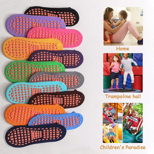Miniatura 2 de 12 pares de calcetines de trampolín – Puños antideslizantes para niños con protección antideslizante para el tobillo para niños y niñas