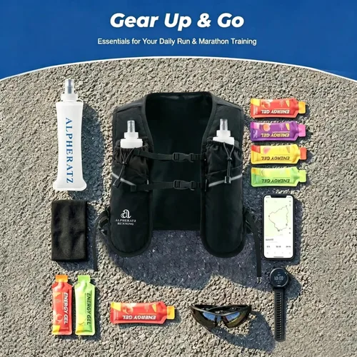 Miniatura 8 de Alpheratz Chaleco de hidratación para correr con vejiga de agua de 16.9 fl oz, correas ajustables ligeras para el pecho, mochila de hidratación