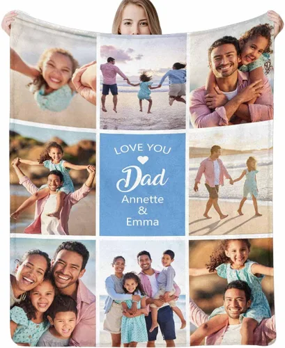 Miniatura 46 de D-Story Manta personalizada con fotos, manta de fotos personalizada con cualquier texto, manta de forro polar personalizada para cama, sofá