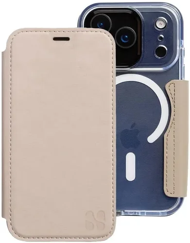 Miniatura 40 de SafeSleeve Funda de piel tipo cartera desmontable para iPhone 14 con bloqueador EMF para teléfono celular con 3 tarjeteros y soporte ajustable