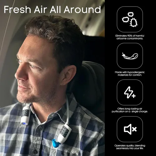 Miniatura 5 de Purificador de Aire Personal Portátil – Limpiador de Aire UVC para el Cuello para Viajes y Uso Diario – Recargable, Probado contra Virus