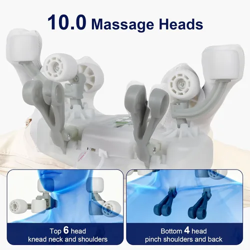 Miniatura 4 de Masajeador inalámbrico de cuello y hombros con calor, amasado de 10 cabezas, almohada masajeadora Shiatsu para cuello, hombros, espalda, regalos
