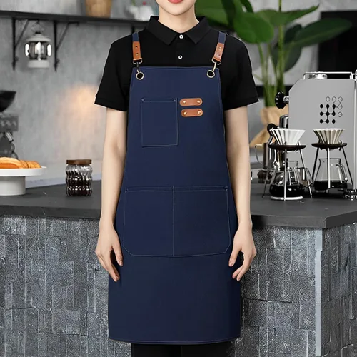 Miniatura 6 de Delantal personalizado para hombres y mujeres, delantales de lona de cocina personalizados con bolsillos, nombre, texto, logotipo, imagen