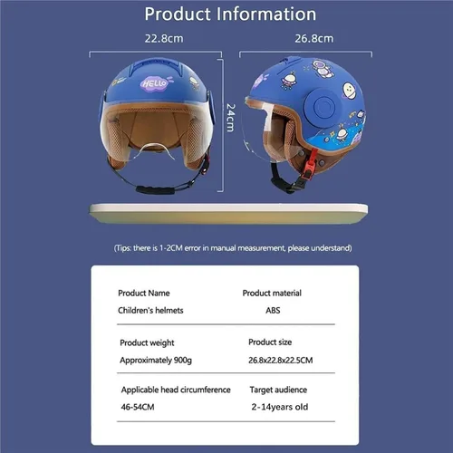 Miniatura 7 de Casco de motocicleta retro para niños 3/4, aprobado por el DOT, casco vintage de cara abierta para scooter eléctrico, kart, bicicleta de tierra, Azul