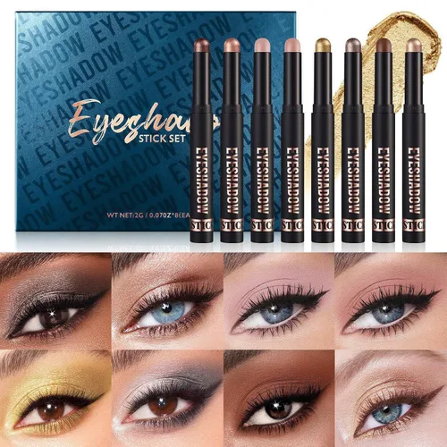 Miniatura 2 de Juego de barras de sombra de ojos, color crema mate para ojos, lápiz de ojos brillante, sombra de ojos impermeable, larga duración Conjunto B