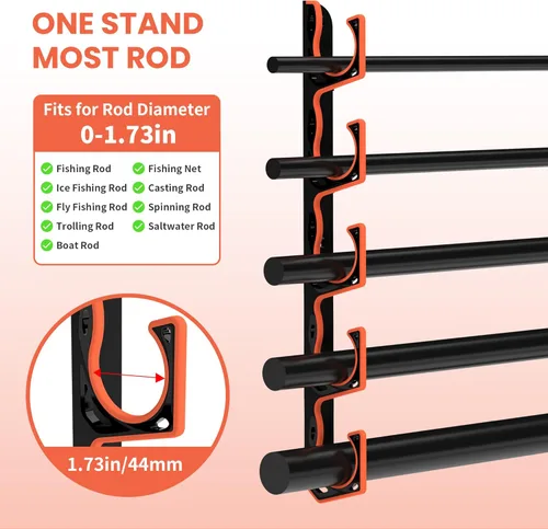Miniatura 6 de Gocozer Soporte para Caña de Pescar para Garaje, Soportes H5 para Pared o Techo con Caña de Pescar con Almohadilla Protectora Suave, Organizador