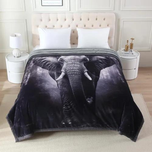 JML - Manta coreana pesada de 85 x 93 pulgadas, 8.4 libras, manta de forro polar de franela de felpa estampada de lujo tamaño King para hombres y