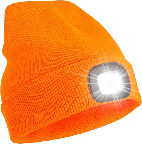 YMHB - Gorro unisex con luz, LED recargable por USB, gorro de luz nocturna, para relleno de calcetines de Navidad, regalos para hombres, papás,