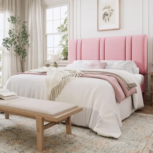 Miniatura 12 de SHA CERLIN Base de cama de plataforma de tamaño completo, cama tapizada de terciopelo con cabecera ajustable, diseño capitoné de canal vertical