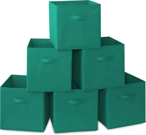 Miniatura 17 de Casafield juego de 6 cubos de almacenamiento plegables de tela, canastas de tela plegables de 11 pulgadas, para estantes, cubos organizadores