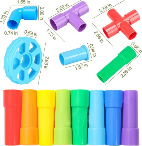 Miniatura 6 de KUTOI Juguetes de construcción de tuberías, tubos tubulares educativos de aprendizaje temprano, bloques de construcción para niños, juguetes STEM
