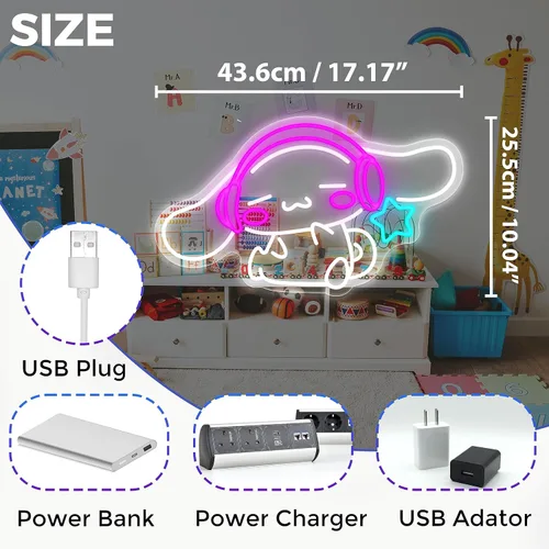 Miniatura 2 de CinnamoRoll Letrero de Neón Letrero de Neón de Anime para Decoración de Pared Luz de Neón Japonesa para Decoración de Pared de Dormitorio Decoración