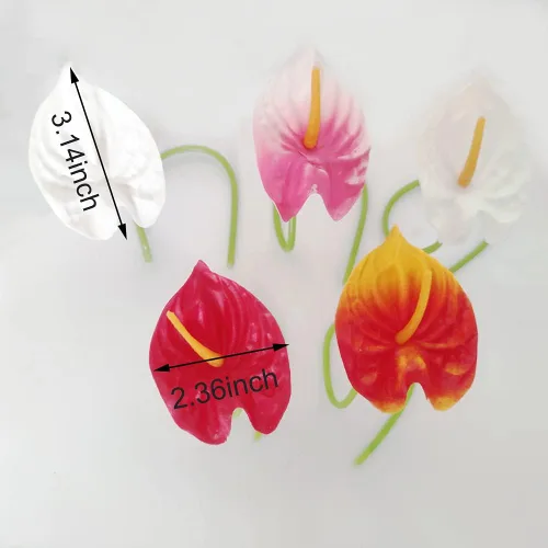 Miniatura 2 de 20 flores artificiales de anturio de tacto real, flores falsas para decoración del hogar, arreglos florales, ramos (rosa)