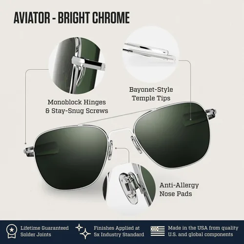 Miniatura 4 de Randolph Eyewear Aviator Sunglasses for Men & Women – Non-Polarized & Polarized Lenses Bright Chrome UV Protection Sunglasses