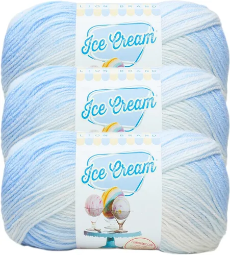 Miniatura 65 de Lion Brand Yarn, Hilo para Bebé Ice Cream para tejer, ganchillo y manualidades, Baseball Nut, 1 paquete, fibra acrílica colorida de peso DK