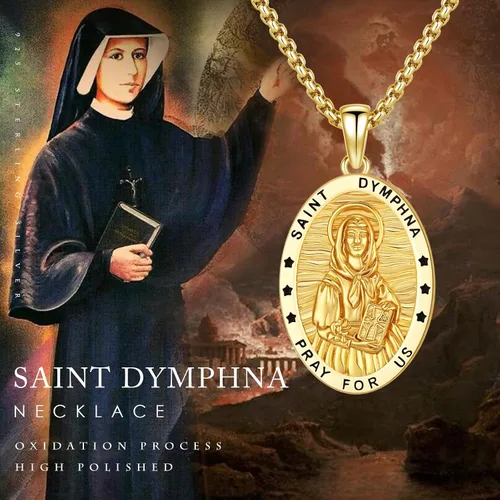 Miniatura 693 de Collar con colgante de plata de ley 925 con medalla de San Patrón, joyería religiosa para hombres y mujeres, con cadena de acero inoxidable 316L