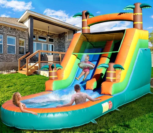 Toboganes acuáticos inflables de grado comercial de 21 pies para niños y adultos, PVC sólido, resistente, tobogán acuático grande con piscina de