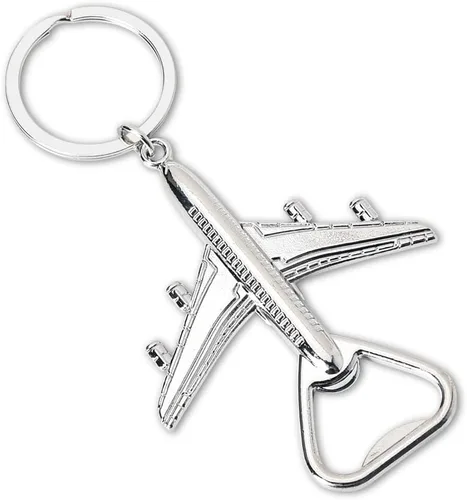 Guqqeuc Llavero del abrebotellas del avión del acero inoxidable para los regalos del piloto, abrebotellas del llavero