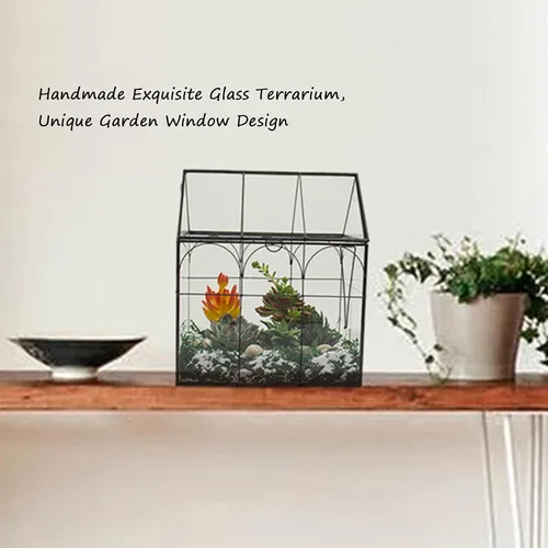 Miniatura 7 de Vidrio de terrario para invernadero de plantas grandes y altas con tapa, 8.7 x 5.9 x 10.6 pulgadas, kit de terrario de cactus suculentos