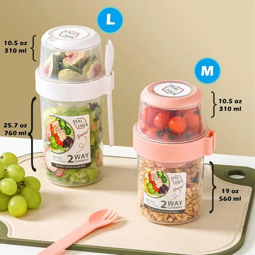 Miniatura 5 de Tazas de desayuno sobre la marcha, taza de ensalada para llevar, cereales de yogur, avena durante la noche, recipientes para parfait y aderezo
