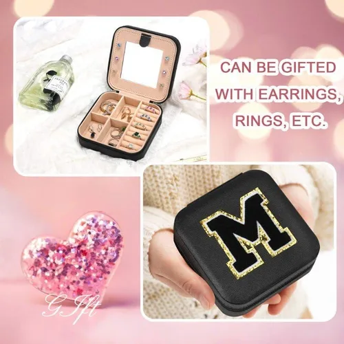 Miniatura 7 de Parima Joyero de viaje para mujeres y niñas, un estuche de joyería de viaje con inicial, estuche de viaje grande para joyas, estuche de viaje grande