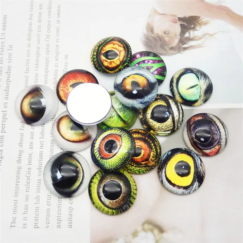 Miniatura 3 de 100 piezas de búho, serpiente, lagarto, ojos de animales, cabujón de cristal para hacer muñecas de arcilla, esculturas, accesorios