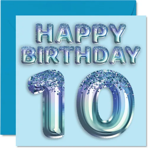 Miniatura 24 de Stuff4 Tarjeta de primer cumpleaños para niños, globo de fiesta con purpurina azul, tarjetas de feliz cumpleaños para niño de 1 año, nieto, hijo, 57