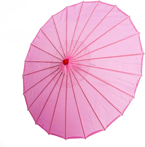 Miniatura 2 de THY COLLECTIBLES Parasol chino japonés de 33 pulgadas para bodas, fotografías, disfraces, cosplay, decoración y otros eventos, color sólido (rosa)