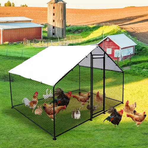 Miniatura 9 de Gallinero de metal grande de 13.1 pies de largo x 9.8 pies de ancho x 6.6 pies de alto, gallinero de corral, jaula de aves de corral, jaula