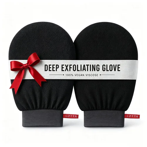 LOTTA Manopla exfoliante coreana, 2 unidades, guantes de baño, autobronceadores, exfoliantes corporales, tamaño grande, adecuado para hombres y
